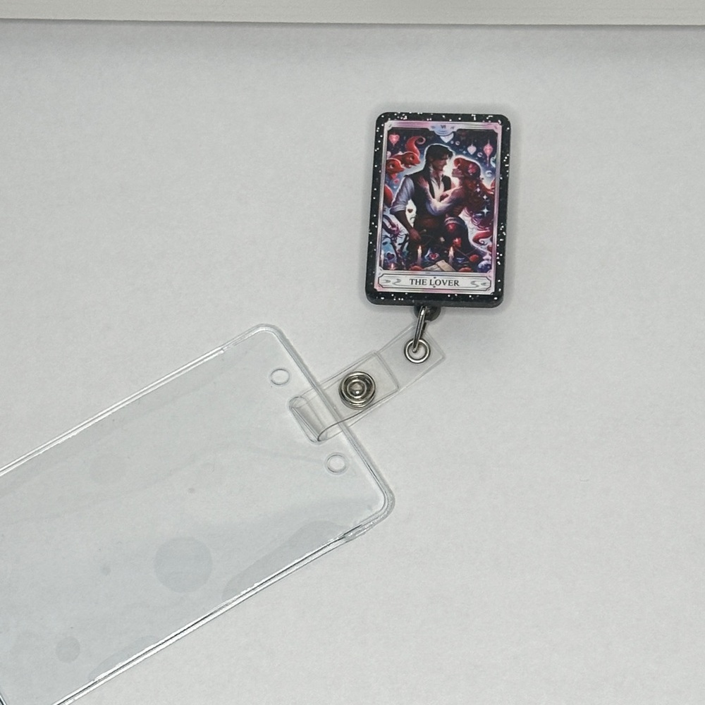 Handmade Tarot Card “The Lover” Retractable Badge Reel